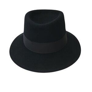 Vintage ROCKEL Men's Black Felt Fedora Hat Hute Max Voigt W Germany Sz 7 (56cm)